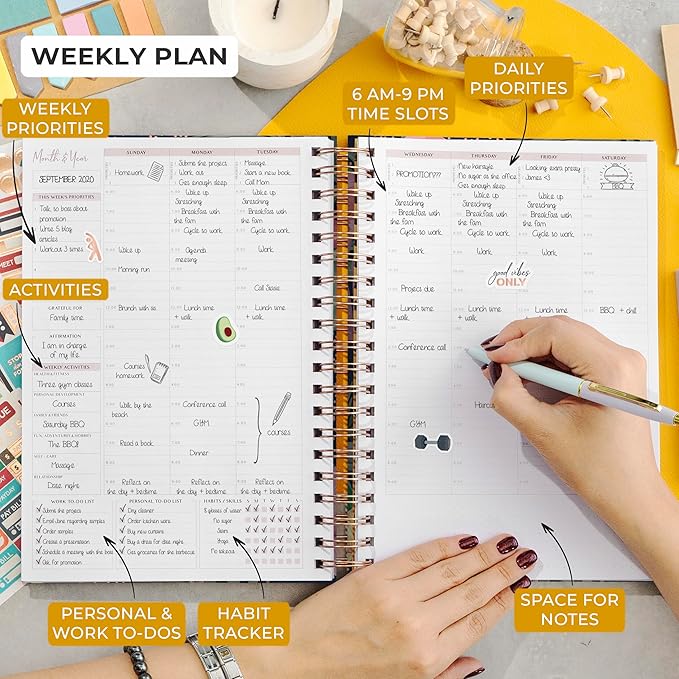 PLANBERRY Large Hourly Schedule Planner Premium – Undated Organizer - Image 3
