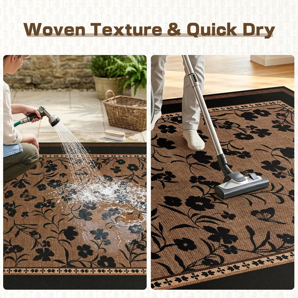 dweike easy jute non slip runner rug, 2x6, side view