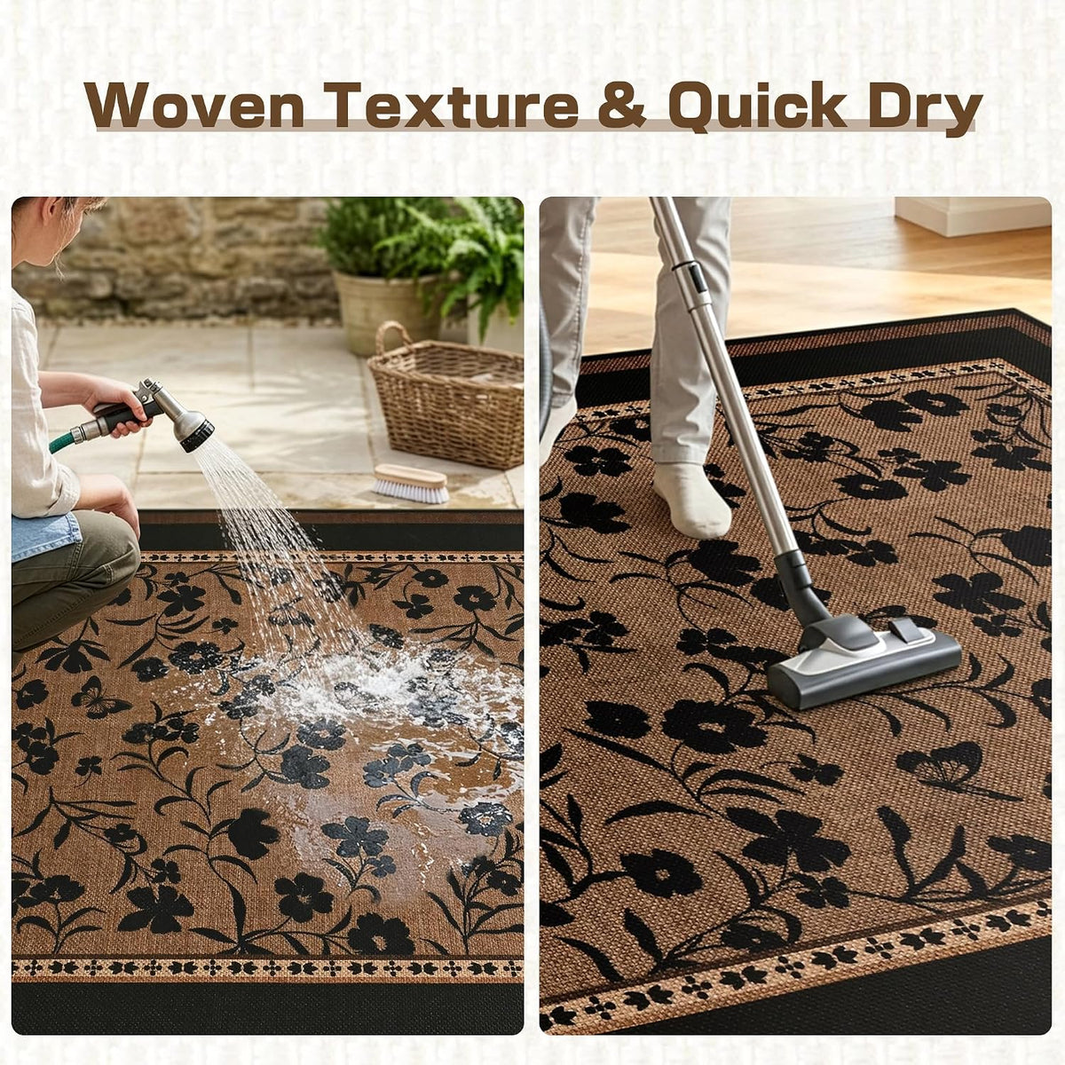 dweike easy jute non slip runner rug, 2x6, side view