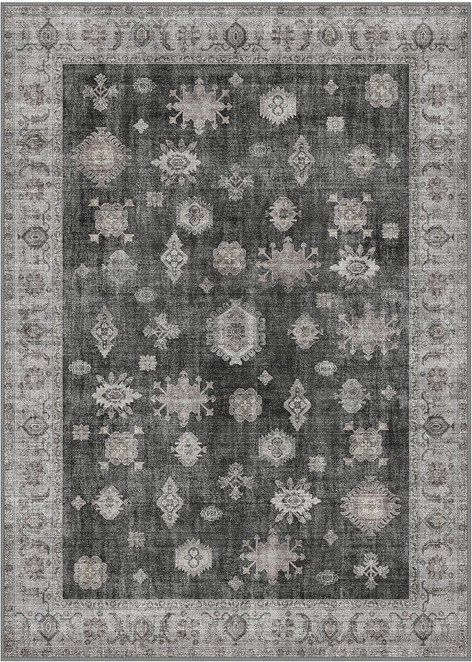 GENIMO 5x7 Area Rugs for Living Room, Machine Washable Non Slip Vintage Retro - Image 7