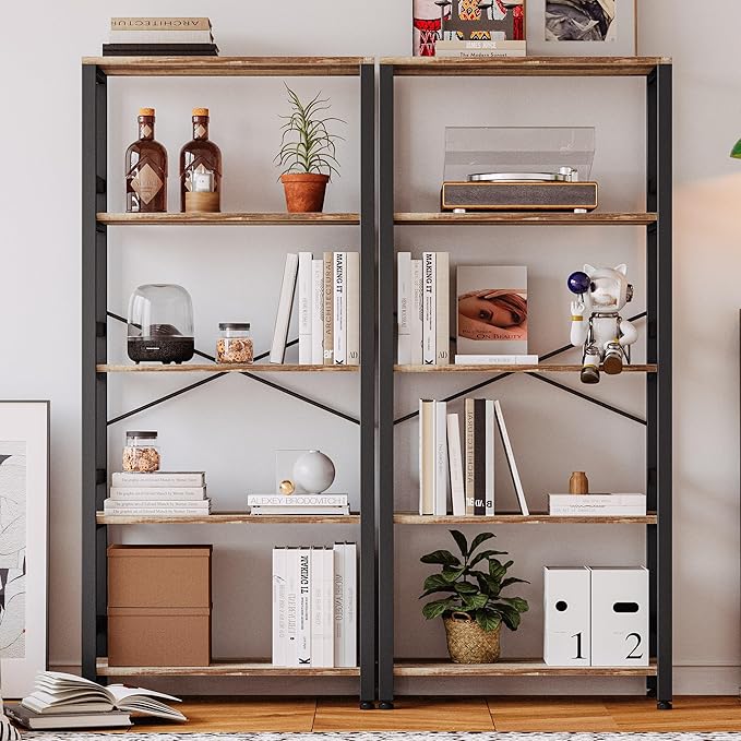 IRONCK Bookshelves and Bookcases, 31.5in Wide Shelf 5-Tier Ladder Shelf - Image 2