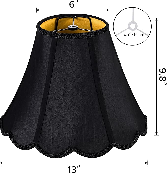 GOSO Scalloped Lamp Shades Set of 1 Medium Black Replac, Braids - Image 2