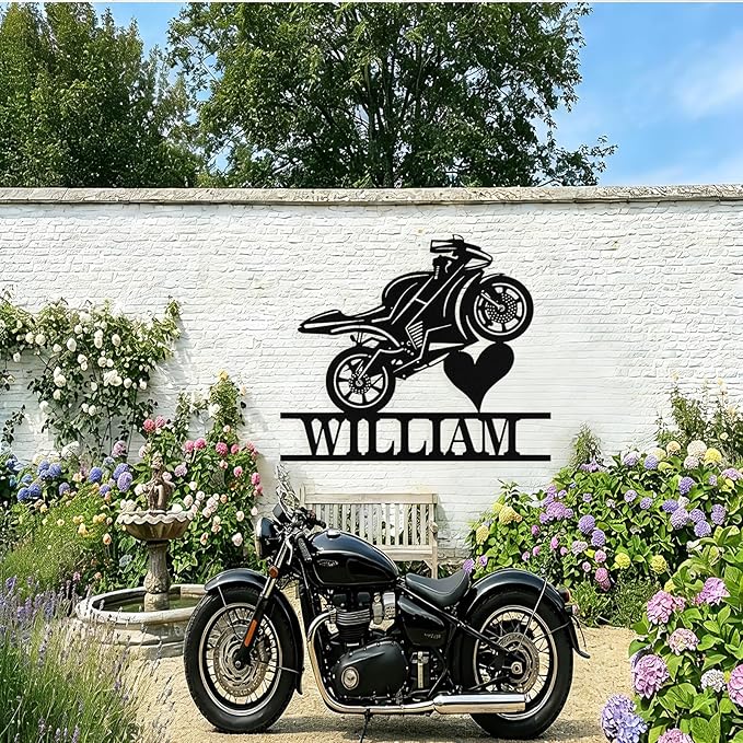 Custom Motorcycle Metal Signs Personalized Dirt Biker Name Sign Custom Garage - Image 3