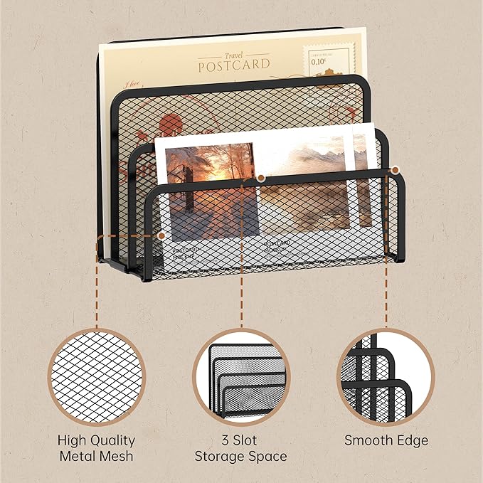 SUPEASY Mail Organizer for Desk, Mesh Metal Mail Holder Countertop - Image 5