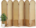 Asnefeli 6 Panels Room Divider, Folding Privacy Screen, Foldable Wood Rattan by AsNefeli
