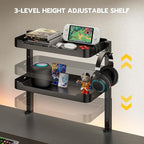 ARES WING 2-Tier Clamp On Desk Shelf, 16 inch Adjustable Above or Under Desk - Image 7