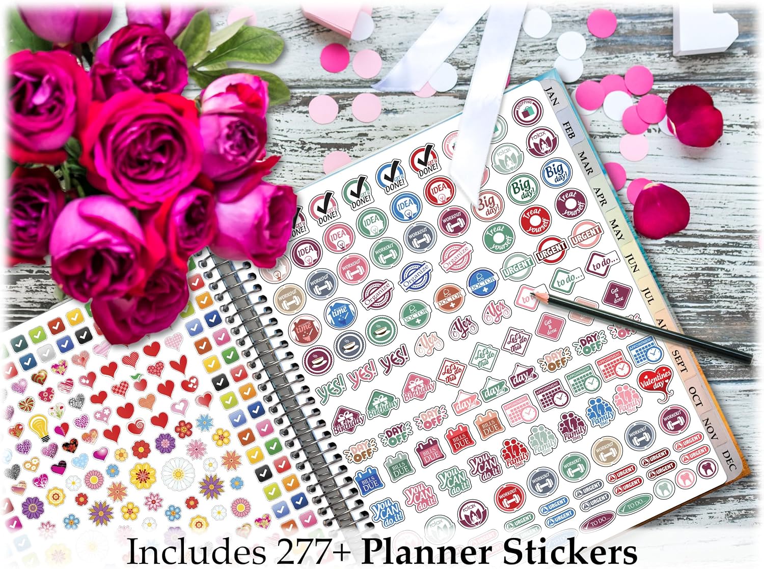 Planner 2026-2027 - Daily Weekly and Monthly Calendar with Stickers, Tabs, Pocket & Thick Paper - 15 Month Academic Year - Spiral Bound 8.5x11 Hardcover - A6J7 - Life is Short
