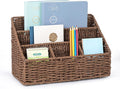 DINGTAI Rattan Desk Organizer, Tabletop Mail Holder, 5 Slot Mail Organizer by DINGTAI