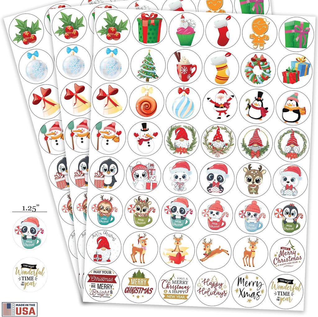 Christmas Holiday Personalized Return Address Labels - Christmas Themed and Design - 1.25" Envelope Seals Included - Made in the U.S.A. (120 Labels)