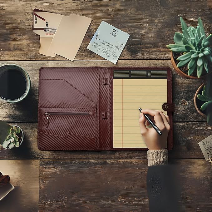 LEATHER VILLAGE Portfolio Professional Organizer– Carbon Fiber Genuine Leather - Image 7