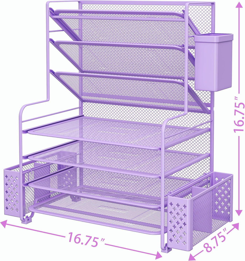 simple trending 7 tier desk file organizer, letter, close-up detail