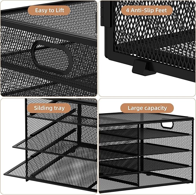 Marbrasse 5 Tier Desktop Literature Organizer, Mesh Paper Organizer Desk - Image 4