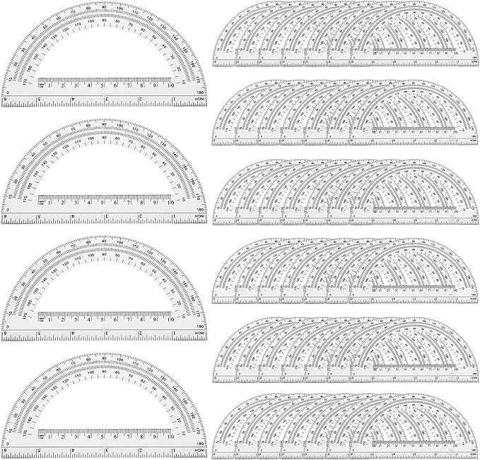 CertBuy 48 Pack Clear Protractor 6 Inch, Plastic Protractor Math Protractors by CertBuy