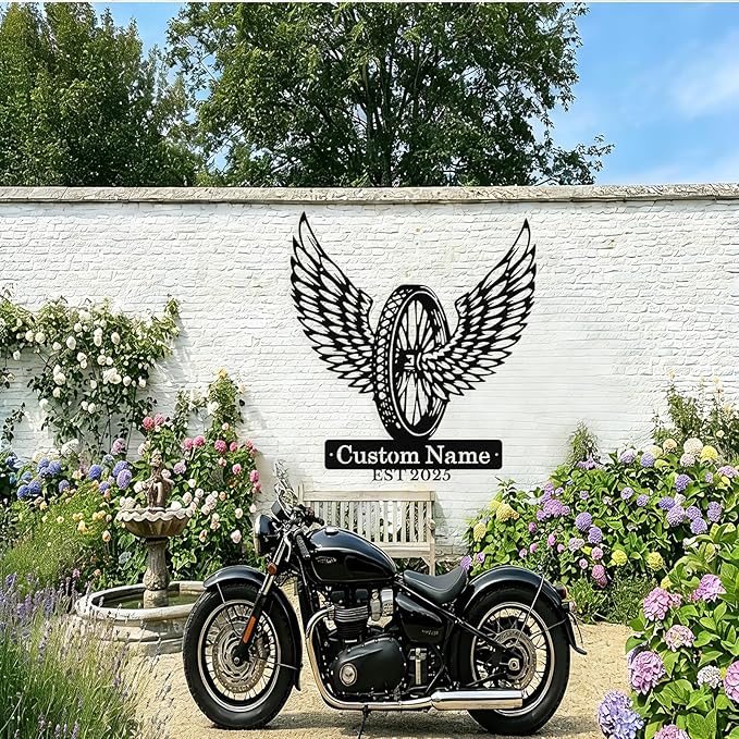 Custom Motorcycle Wheel Metal Signs Personalized Biker Name Sign Custom Garage - Image 5