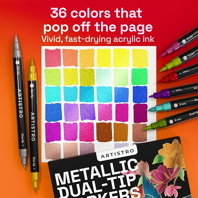 ARTISTRO 36 Metallic Acrylic Paint Markers - Image 2