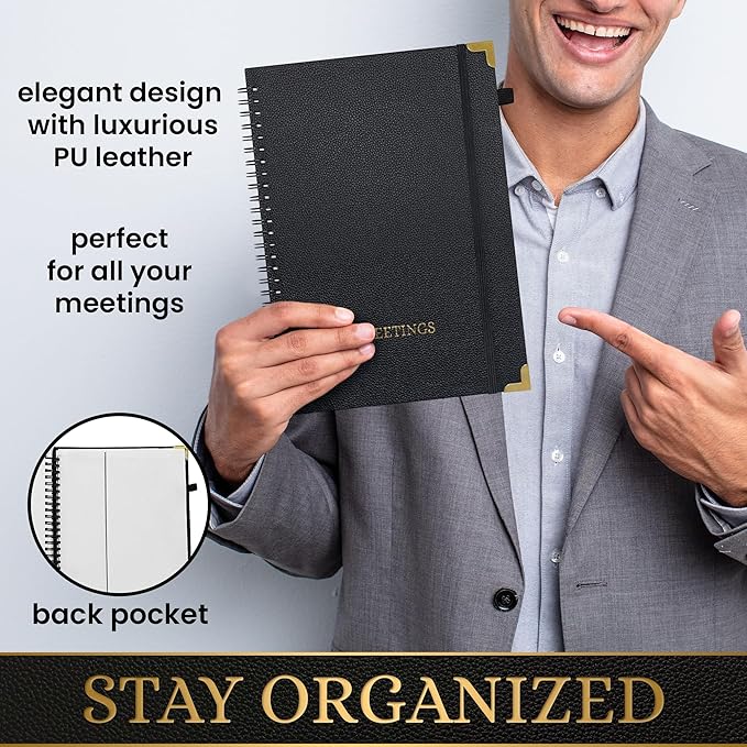 Meeting Notebook Set for Work – 3 Piece PU Leather Business Notebook - Image 6