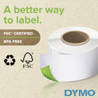DYMO Authentic LW 1-Up File Folder Labels DYMO Labels for LabelWriter Label Printers White 9/16" x 3-7/16" 2 Rolls of 130 (260 Total)