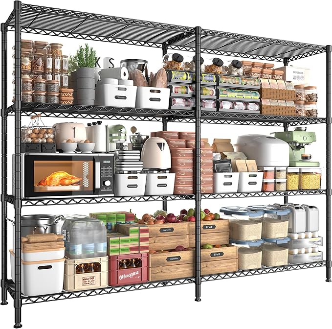 REIBII 61.7''W Storage Shelves Load 1220LBS Wire Shelving Unit 4 Tier Metal by REIBII