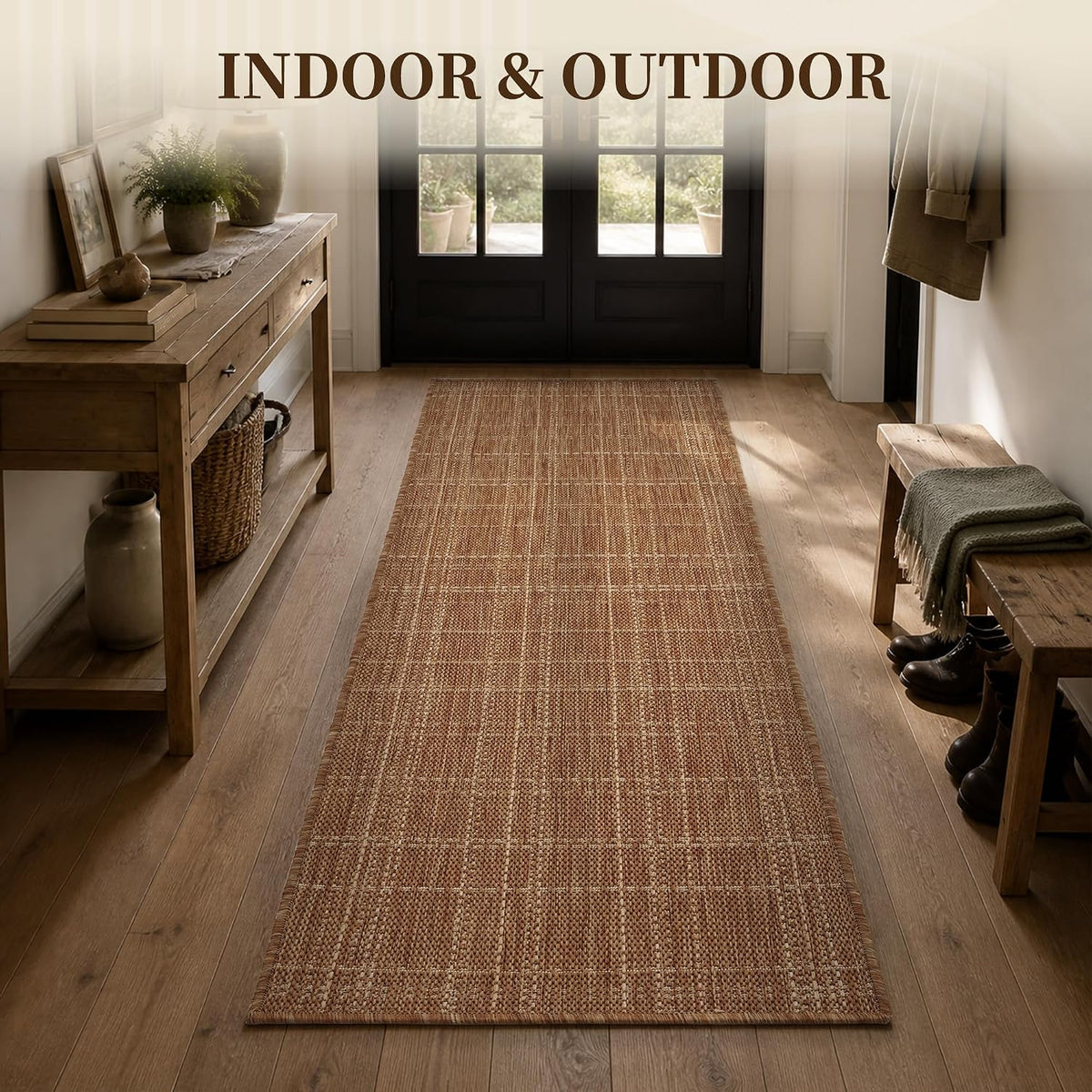 padoor-2x6 ft indoor outdoor runner rugs for entryway, close-up detail