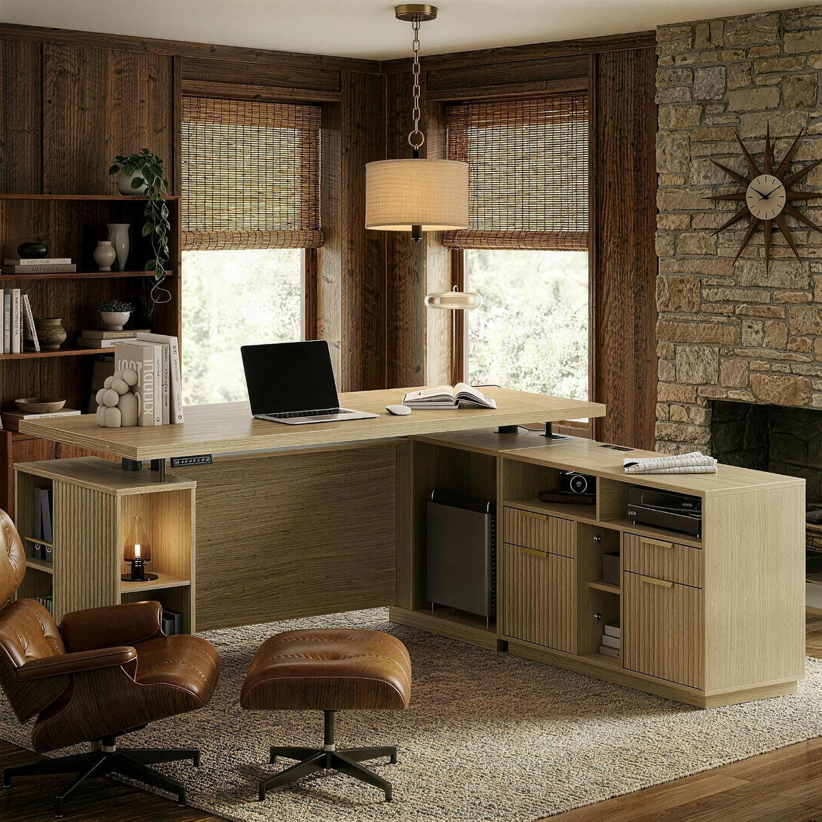 70 Inches L Shaped Executive Standing Desk, Electric Height Adjustable Desk w...
