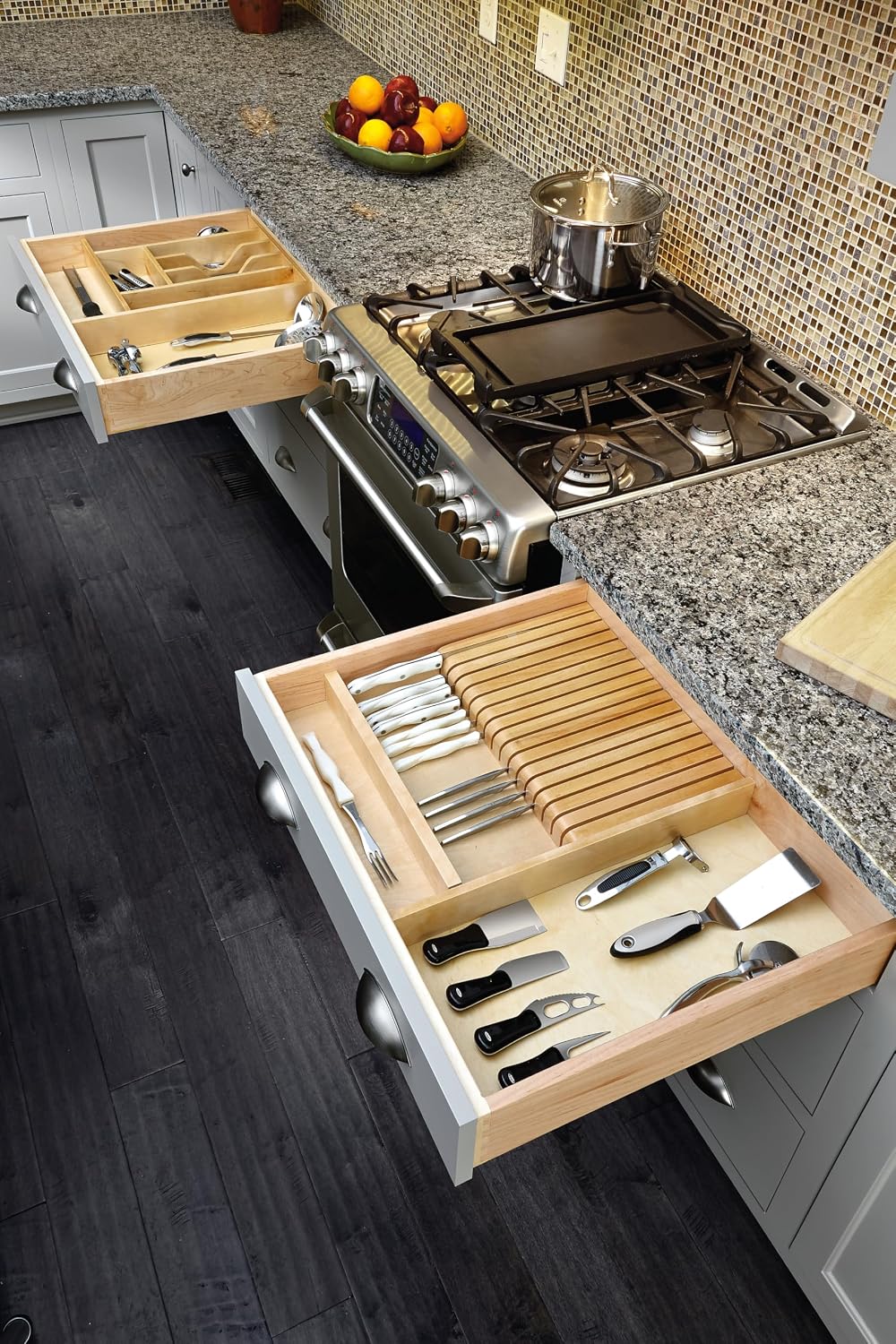Rev-A-Shelf Trim-to-Custom-Fit Wooden Silverware Drawer Divider Organizer