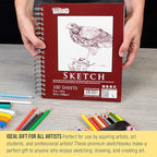 U.S. Art Supply 8"x10" Sketch Book Pad, 2 Pack, 60lb Spiral Bound - Image 6