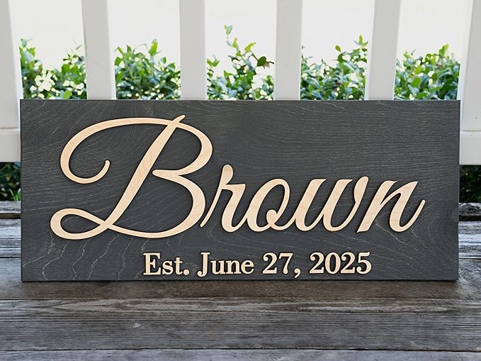 Custom Family Name Sign | Personalized Wooden Wedding Gift | Rustic Last Name - Image 7