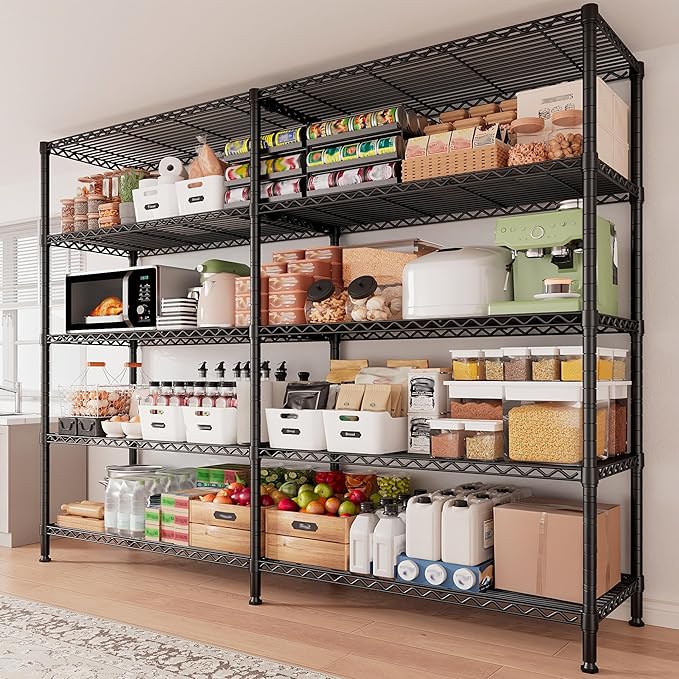 5 Tier Storage Shelves Metal Shelving Unit Load 1500LBS, Adjustable Wire - Image 2