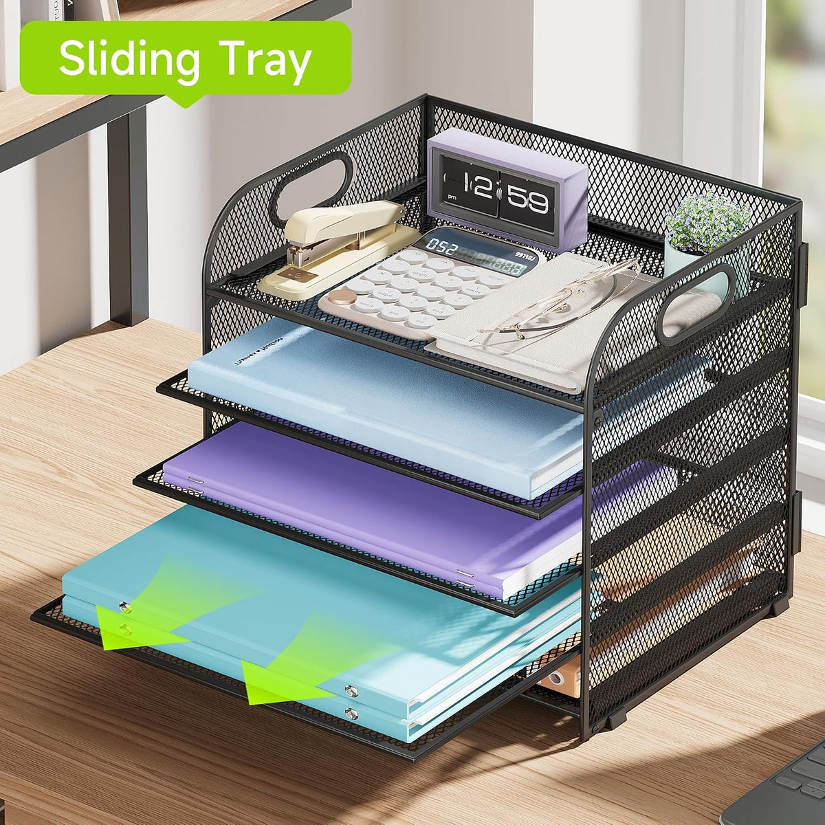 Cawukege 2 Pack 5 Tier Paper Organizer, Letter Tray with Handle, Mesh Desk Or...