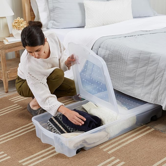 Rubbermaid 70 Quart Under the Bed Low Profile Storage Boxes - Image 7