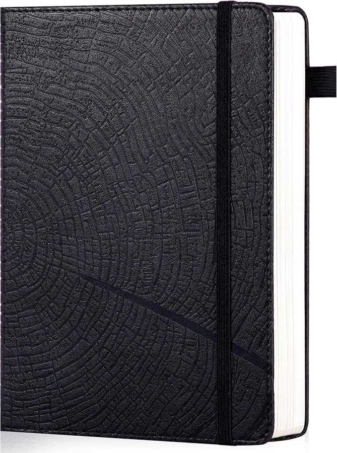 CAGIE Lined Journal for Men Women, Tree Growth Ring Leather Bound Journal by CAGIE
