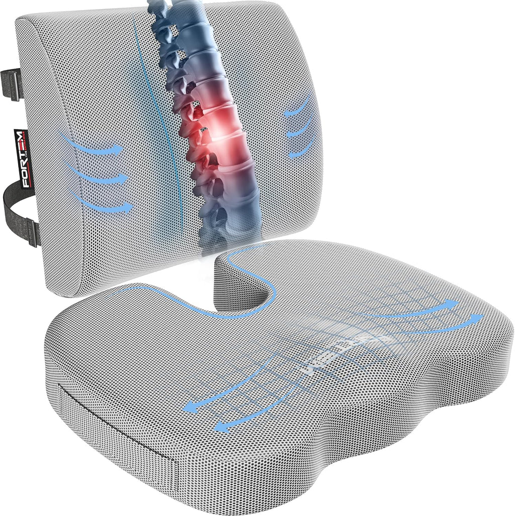 FORTEM Seat Cushion, Office Chair Cushion, Lumbar Support Pillow
