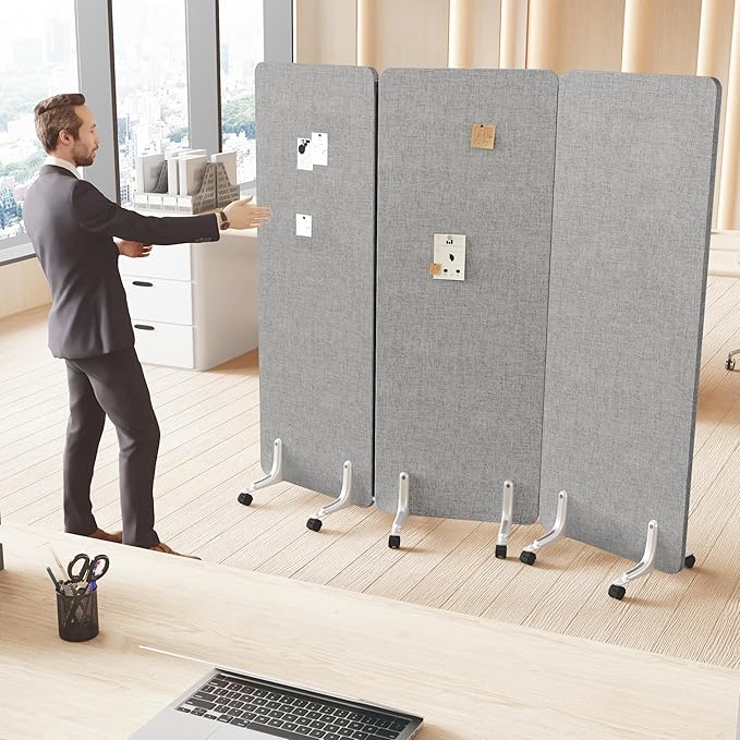 MORDEER 70.8" W x 63" H Freestanding Partition Room Dividers, Acoustic Panels - Image 8