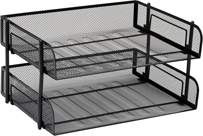 Mind Reader Stackable Paper Tray, Desktop Organizer, File Storage, Metal Mesh - Image 7