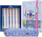 Disney Stitch Stationery Supplies Set Notebook Pencil Case & Ballpoint Pens or by Disney
