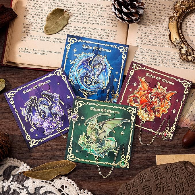 Fantasy Fourth Wings Dragon Bookmarks -4 Designs: Fire Red, Ice Blue, Thunder - Image 9