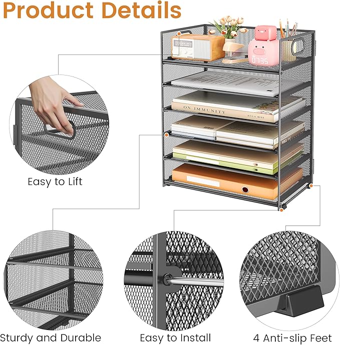 Subekyu 6 Tier Paper Organizer for Desk - Image 5