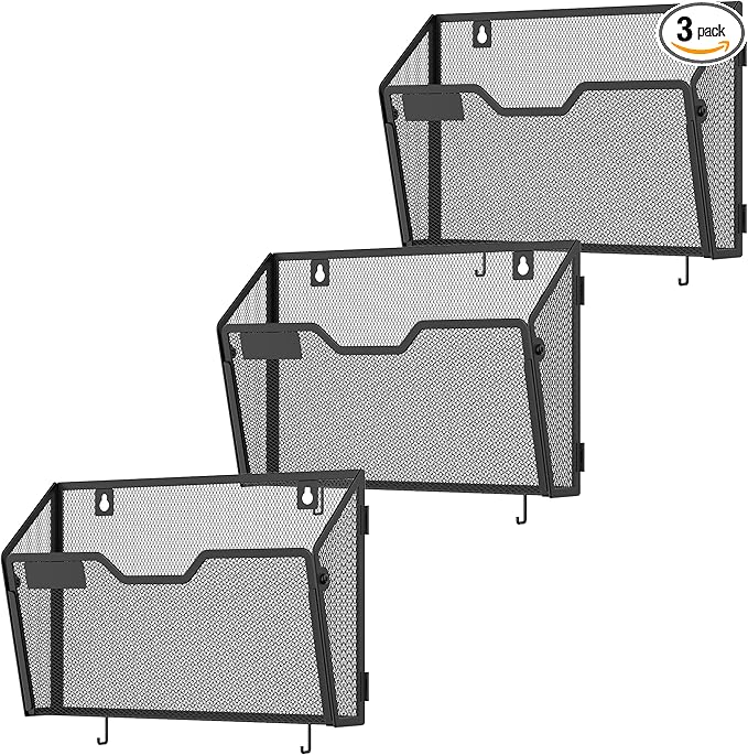 Docnest 3 Pack Hanging Wall File Holders, Mesh Wall Letter File Holder by DocNest