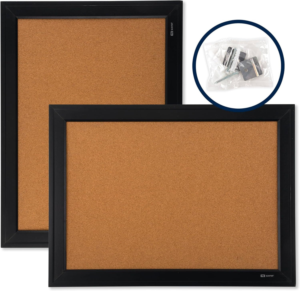 Quartet Cork Board Bulletin Board, 17" x 23", Framed Corkboard, Bla...