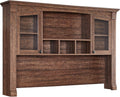 OKD 60" Farmhouse Desk Hutch, Glass Door Storage Cabinet, Rustic Brown | Office Desk Storage Cabinet with Shelves, Top Hutch Organizer for Home Office