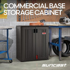 suncast 30" heavy-duty resin garage cabinet, lockable, dark, side view