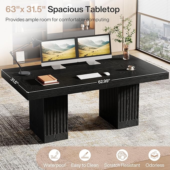 Tribesigns 63-Inch Executive Desk, Modern Office Computer Desk - Image 6