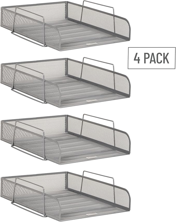 Mind Reader Stackable Paper Tray, Desktop Organizer, File Storage, Metal Mesh - Image 7