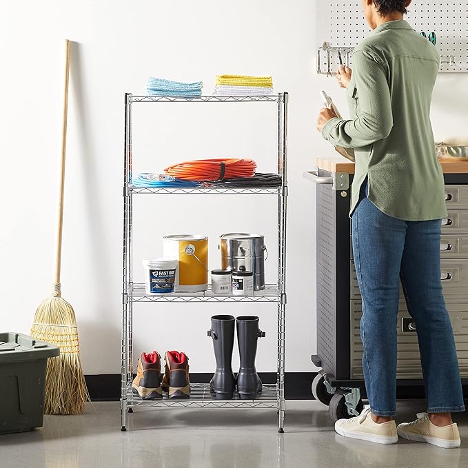 Amazon Basics 4-Shelf Adjustable, Storage Shelving Unit, Steel Organizer Wire - Image 2