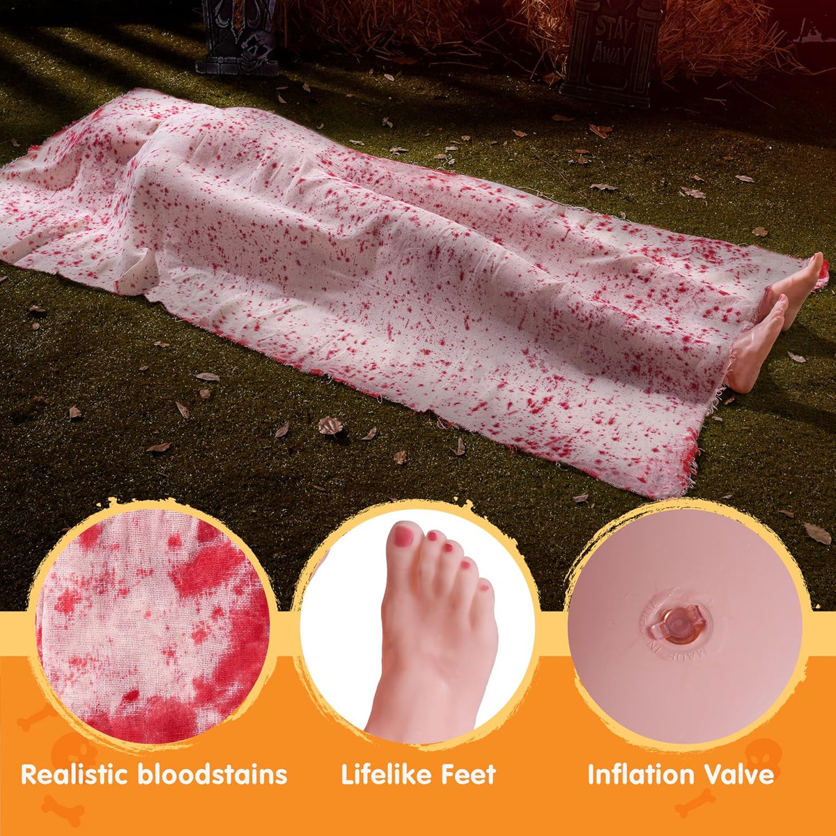 JOYIN 5 Ft Halloween Scary Decorations, Inflatable Body Covered Show feet, Ou...