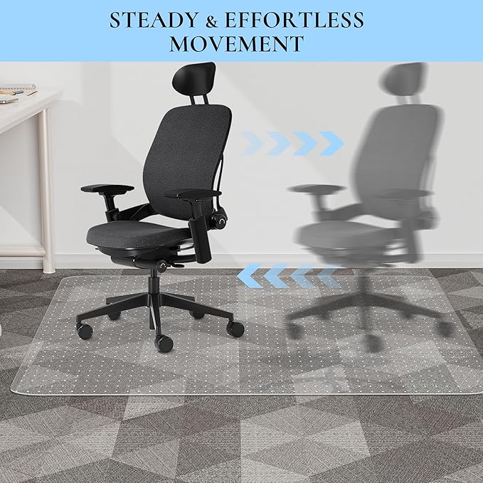 HOMEK Office Chair Mat for Low Pile Carpet, 48” x 36” Transparent Office Desk - Image 6