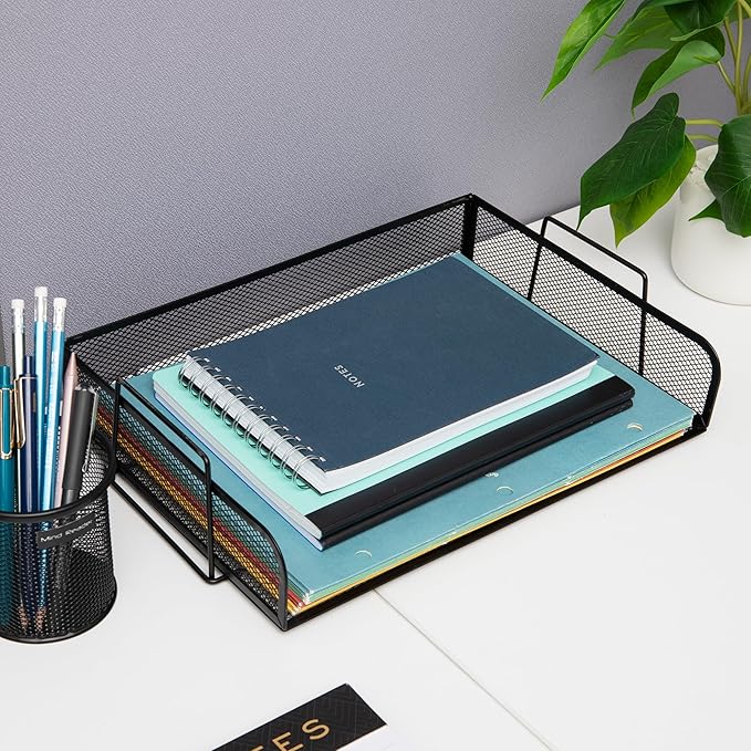Mind Reader Stackable Paper Tray, Desktop Organizer, File Storage, Metal Mesh - Image 5