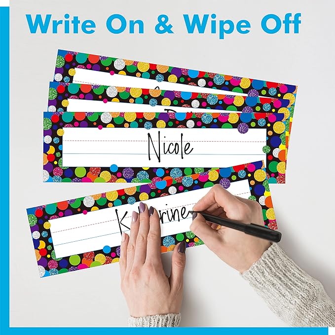 40PCS Traditional Manuscript Name Plates, Confetti Desk Name Tags - Image 5