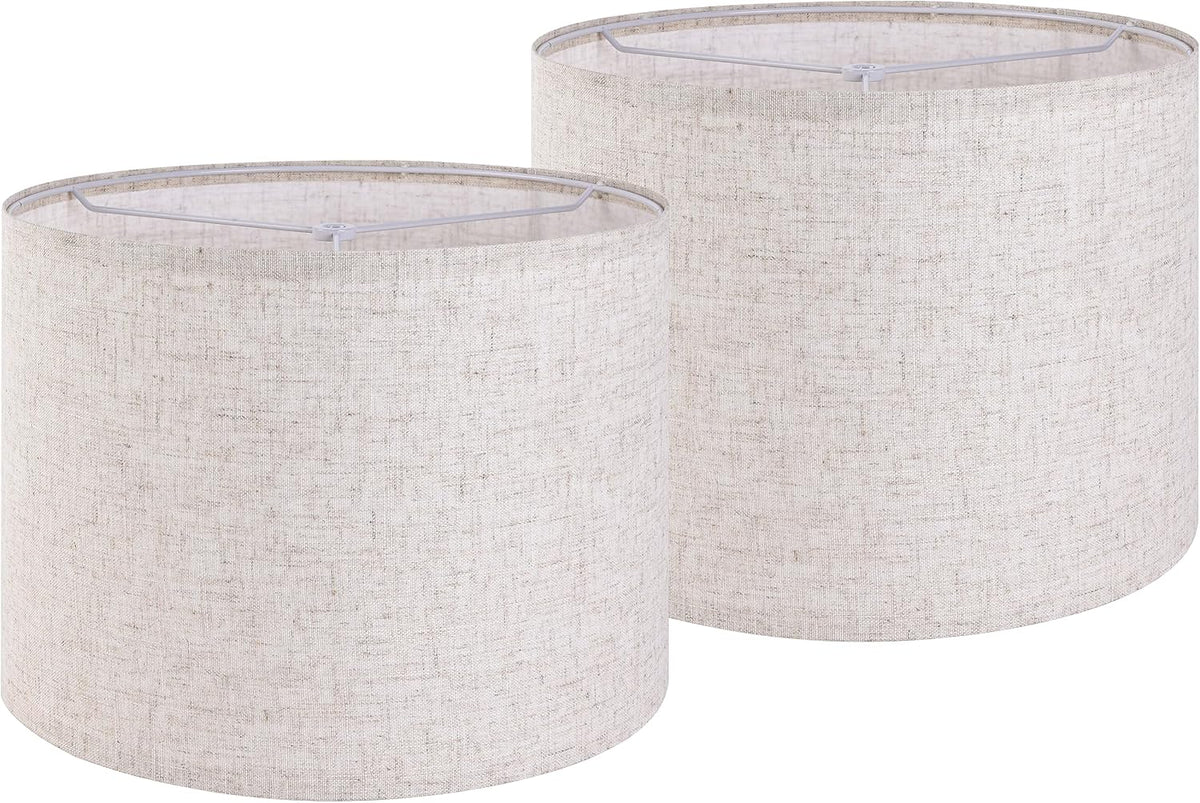 Set of 2 Drum Lampshades for Table, Floor & Bedside Lamps
