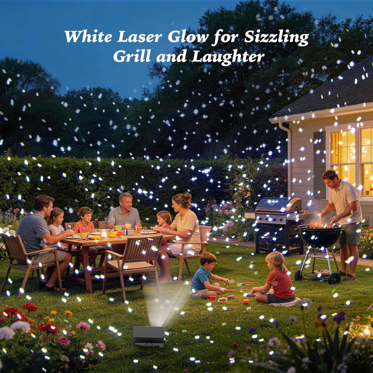 AIRIVO Outdoor Laser Lights Projector, White Laser Fairy Lights Projector, Ch...